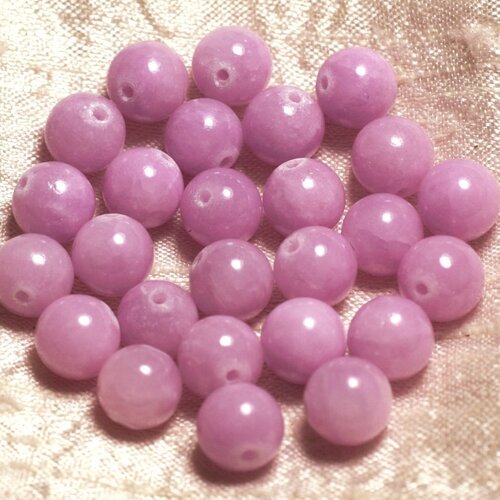 10pc - perles de pierre - jade boules 10mm rose mauve  4558550005700