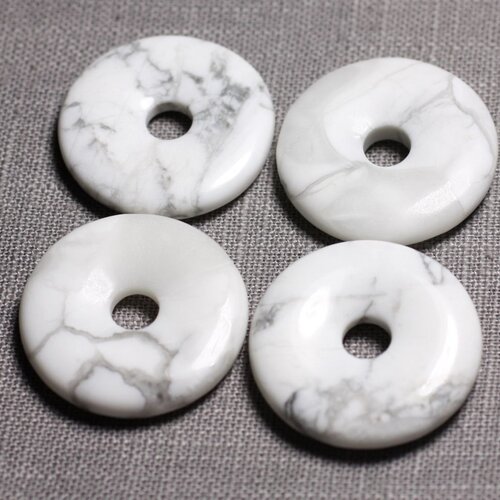 Pendentif pierre semi précieuse - howlite donut pi 30mm   4558550012975