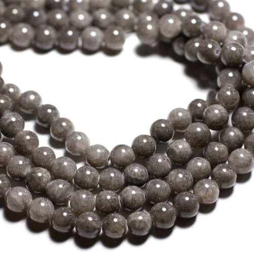 10pc - perles de pierre - jade boules 8mm gris souris - 4558550012852
