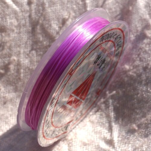 Bobine 10 metres env - fil elastique fibre 0.8-1mm violet rose mauve orchidée - 4558550012319