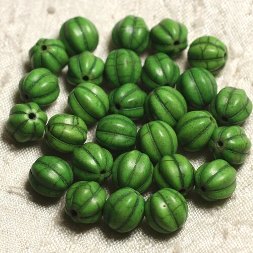 20pc - perles turquoise synthèse boules fleurs 9-10mm vert   4558550011954