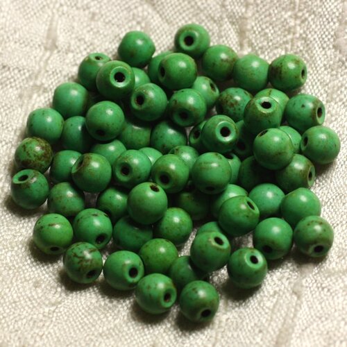 40pc - perles turquoise synthèse boules 6mm vert n°2  4558550029393