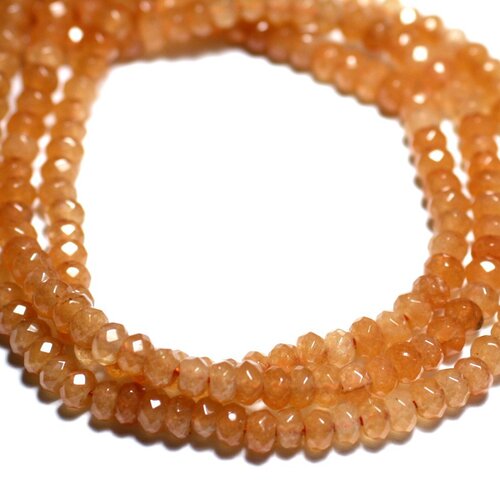 30pc - perles de pierre - jade rondelles facettées 4x2mm orange pastel - 4558550011084