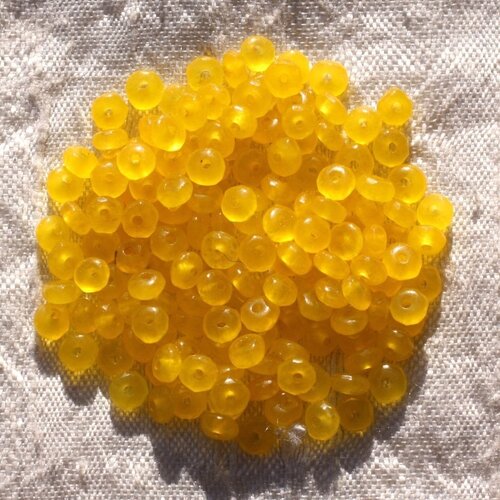 30pc - perles de pierre - jade rondelles facettées 4x2mm jaune - 4558550011077