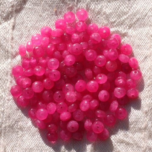 30pc - perles de pierre - jade rondelles facettées 4x2mm rose fuchsia - 4558550011060