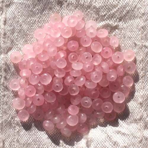 30pc - perles pierre - jade rondelles facettées 4x2mm rose clair pastel