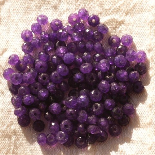 30pc - perles de pierre - jade rondelles facettées 4x2mm violet - 4558550011046