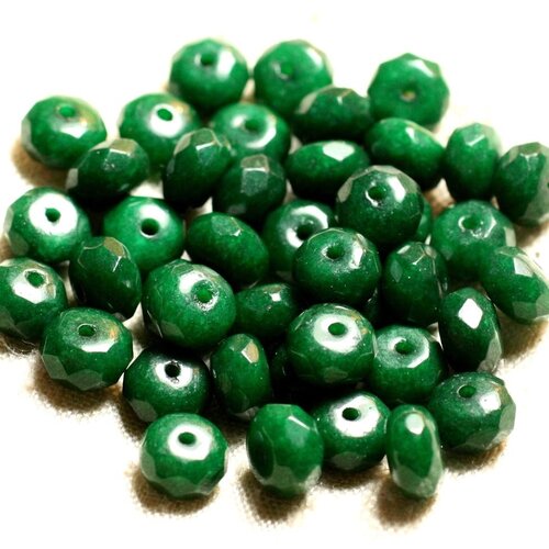 10pc - perles pierre - jade rondelles facettées 8x5mm vert empire sapin - 4558550009036