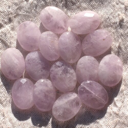 2pc - perles de pierre - améthyste claire ovales facettés 16x12mm   4558550010926