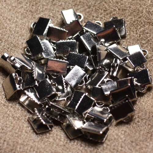 10pc - embouts griffe métal argenté qualité rhodium 7x5mm   4558550010759