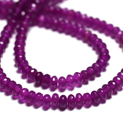 30pc - perles de pierre - jade rondelles facettées 4x2mm violet rose fuchsia magenta -  4558550010698