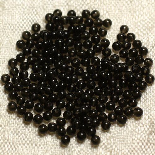 40pc - perles de pierre - obsidienne noire fumée boules 2mm - 4558550010506