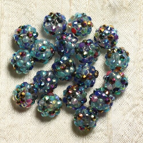 8pc - perles shamballas résine 12x10mm multicolore   4558550009418