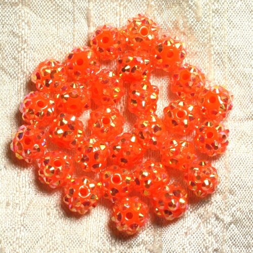 10pc - perles shamballas résine 10x8mm orange   4558550009258