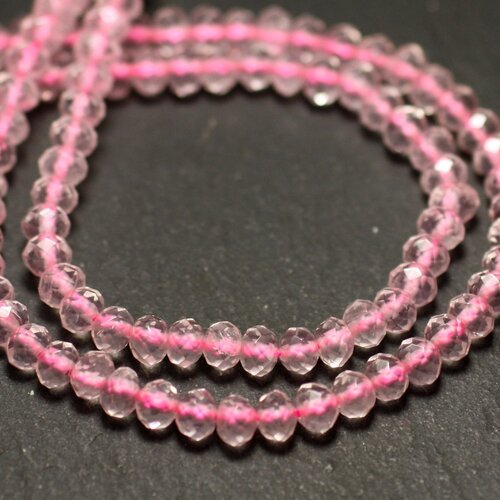 10pc - perles de pierre - quartz rose rondelles facettées 4x3mm   4558550009197