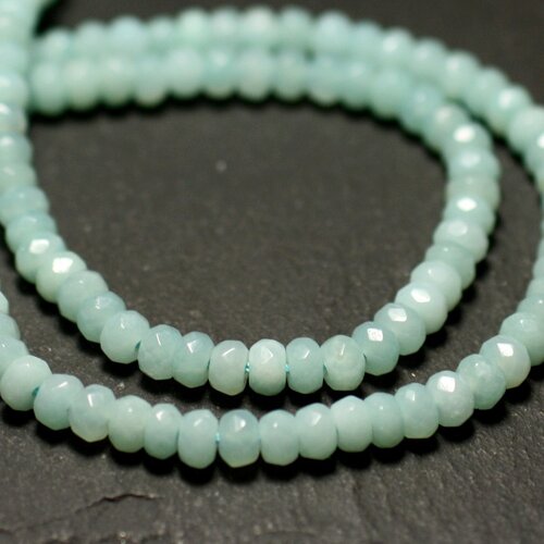 10pc - perles pierre - amazonite rondelles facettées 4mm bleu vert turquoise - 4558550009159
