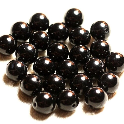 10pc - perles de pierre - jade noire boules 10mm   4558550009111