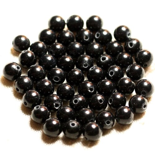 20pc - perles de pierre - jade boules 6mm noir  4558550009098