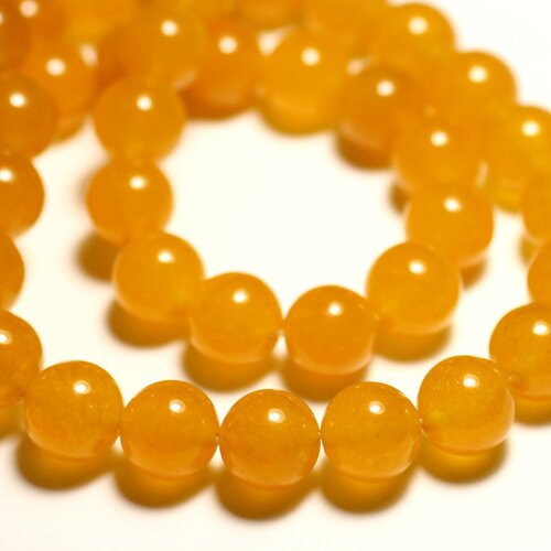 10pc - perles de pierre - jade boules 10mm jaune orange safran - 4558550009081