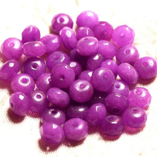 10pc - perles pierre - jade rondelles facettées 8x5mm violet rose mauve fuchsia - 4558550009050