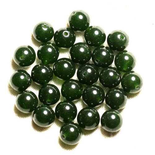10pc - perles de pierre - jade boules 10mm vert foncé olive  4558550008800