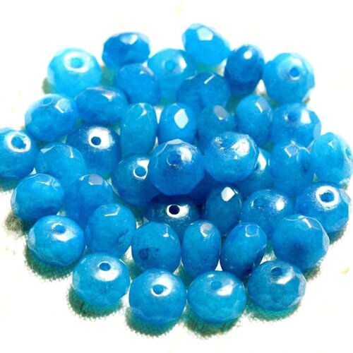 10pc - perles pierre - jade rondelles facettées 8x5mm bleu turquoise azur - 4558550008985