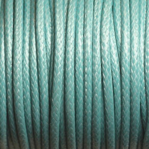 3 metres - fil corde cordon coton ciré 3mm bleu turquoise pastel - 4558550008862