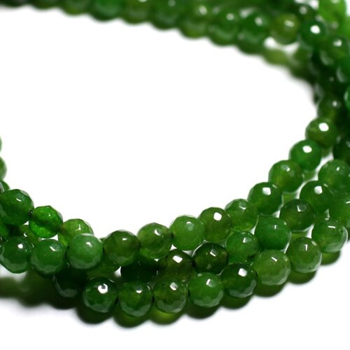 20pc - perles de pierre - jade boules facettées 6mm vert olive  4558550017765