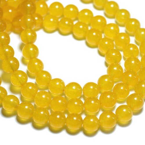 20pc - perles pierre - jade boules 6mm jaune orange safran - 4558550008749
