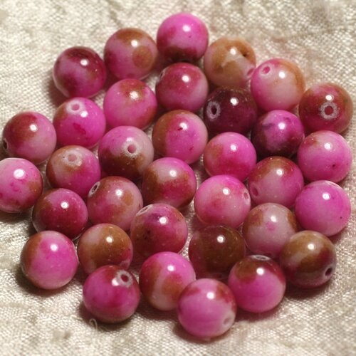 10pc - perles de pierre - jade boules 10mm blanc rose marron  4558550005977