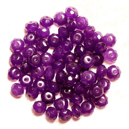 10pc - perles de pierre - jade violette rondelles facettées 6x4mm   4558550008183
