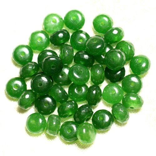 10pc - perles pierre - jade rondelles facettées 8x5mm vert empire olive - 4558550008107