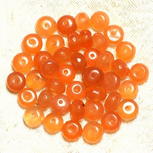 10pc - perles pierre - jade rondelles facettées 8x5mm orange mandarine capucine - 4558550008145