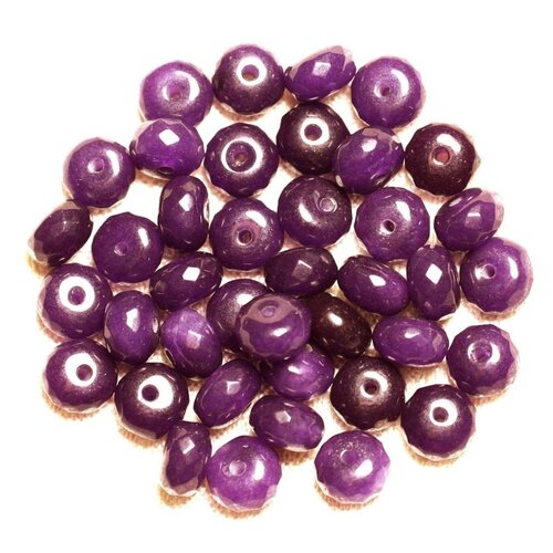 10pc - perles pierre - jade rondelles facettées 8x5mm violet eveque byzantin - 4558550008091