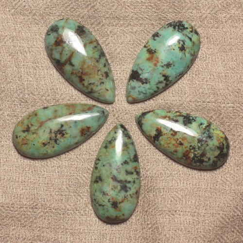 1pc - cabochon pierre - turquoise afrique goutte 40x20mm bleu vert marron - 4558550010247