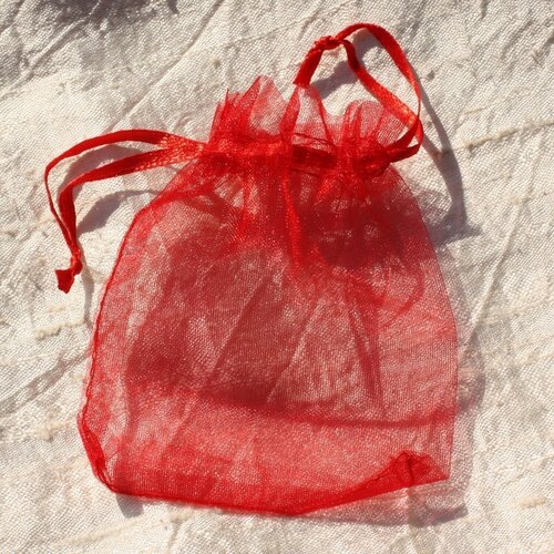 10pc - sacs pochettes cadeaux bijoux organza rouge 10x8cm   4558550007605