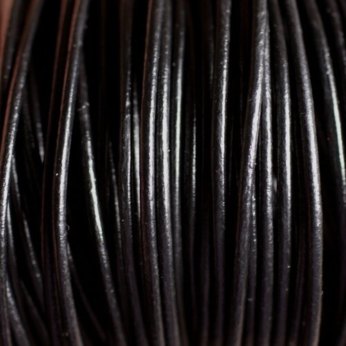 5m - cordon cuir véritable noir 2mm   4558550007582