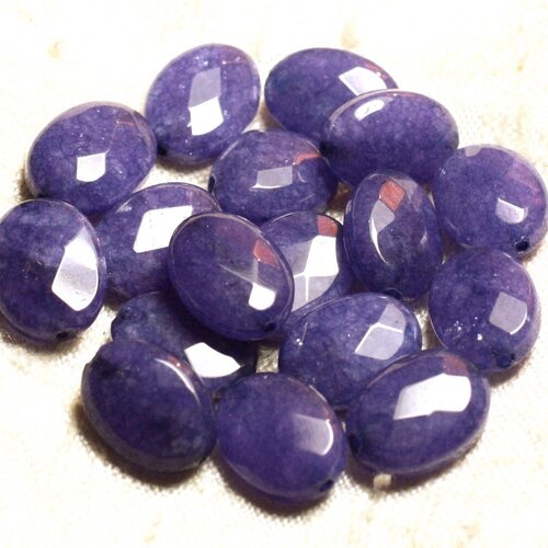 2pc - perles de pierre - jade bleu indigo ovales facettés 14x10mm   4558550007506