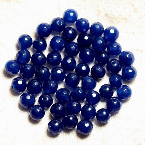 20pc - perles de pierre - jade bleu nuit boules facettées 6mm   4558550007414