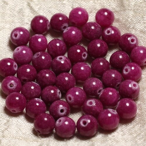 10pc - perles de pierre - jade rose fuchsia rubis boules 8mm   4558550007209