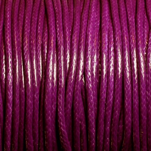 5 mètres - fil corde cordon coton ciré enduit 2mm violet rose magenta