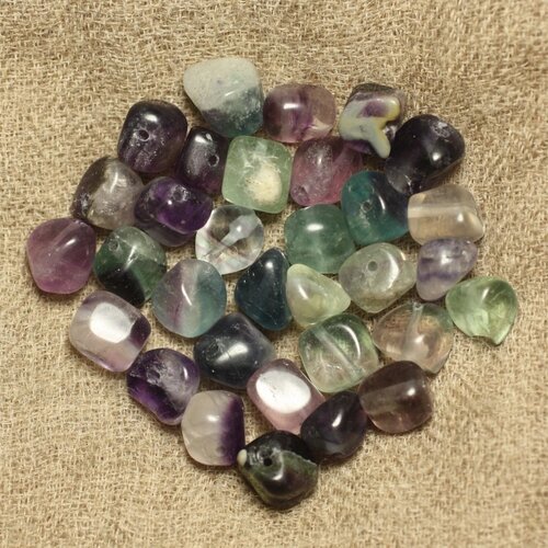 10pc - perles de pierre - fluorite multicolore nuggets 7-10mm - 4558550006851