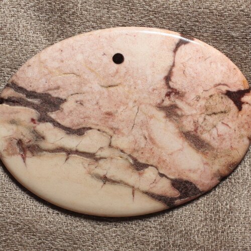 Pendentif en pierre semi précieuse - jaspe zèbre 70x50mm n°15  4558550006394