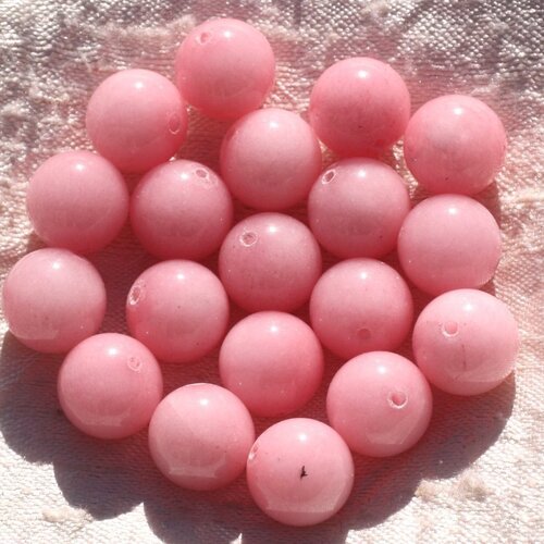 8pc - perles de pierre - jade boules 12mm rose corail   4558550006066
