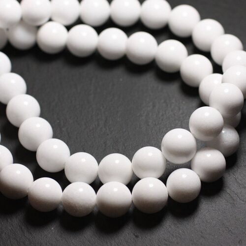 8pc - perles de pierre - jade boules 12mm blanc opaque   4558550006011