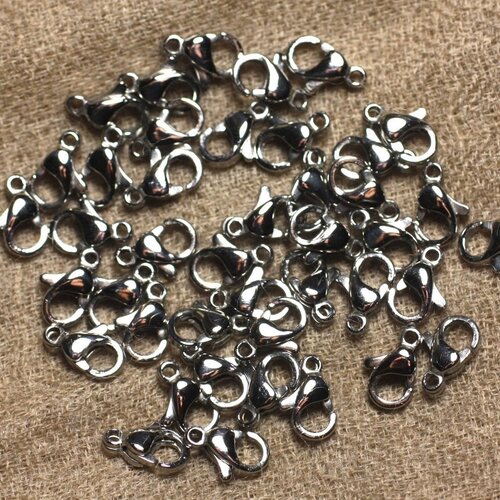 100pc - fermoirs mousquetons acier chirurgical inoxydable 316l 12x6mm   4558550005731
