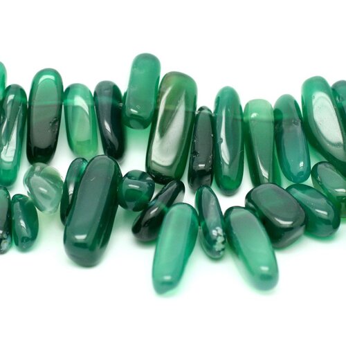 10pc - perles de pierre - agate verte rocailles chips bâtonnets 10-22mm -  4558550005632