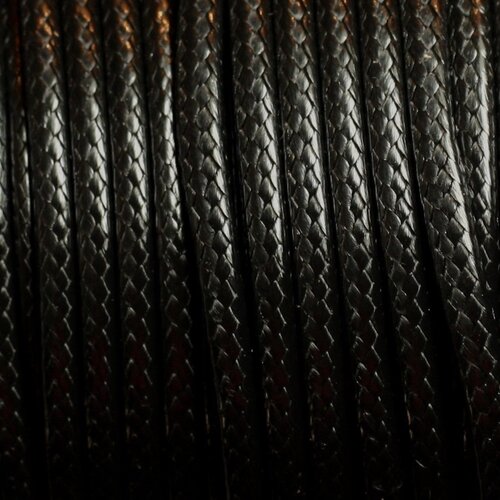 3 metres - fil corde cordon coton ciré 3mm noir - 4558550005397
