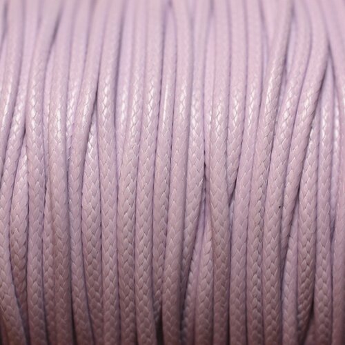 5 mètres - fil corde cordon coton ciré 1mm violet mauve lilas pastel - 4558550005342