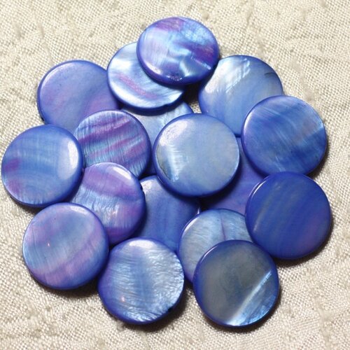 10pc - perles nacre palets 20mm bleu rose   4558550004994